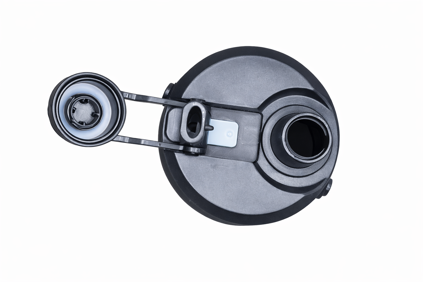 BEAR ATHLETIC DualFuel bottle top view showing two separate chamber openings — easy pour spout and straw port